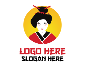 Japanese Geisha Woman Logo
