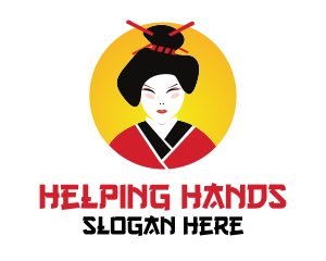 Servant - Japanese Geisha Woman logo design