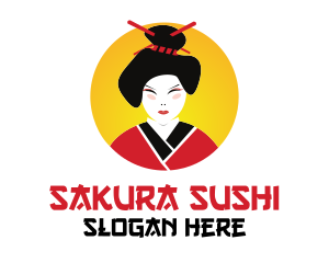 Japanese Geisha Woman logo design