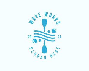 Kayak Paddle Wave logo design