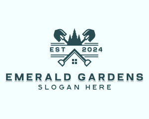 Landscaping Gardening Shovel logo design