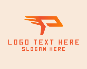 Transfer - Orange Wings Letter P logo design