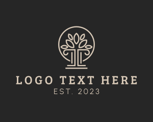 Column - Leaf Justice Pillar logo design