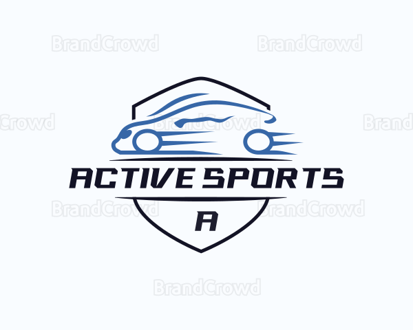 Fast Sports Car Shield Logo