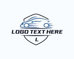 Car Dealership - Fast Sports Car Shield logo design