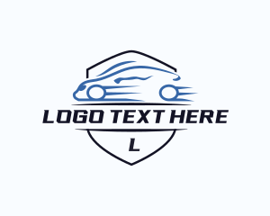 Driving - Fast Sports Car Shield logo design