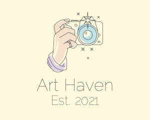 Pastel Camera Line Art  logo design