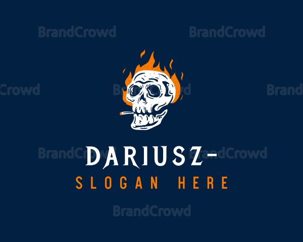 Skull Smoking Fire Logo