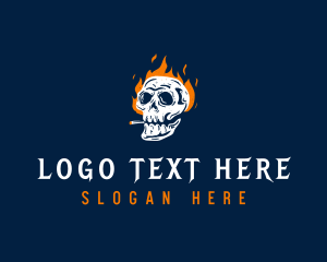 Cigarettes - Skull Smoking Fire logo design