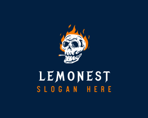 Skull Smoking Fire Logo