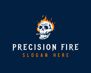 Skull Smoking Fire logo design