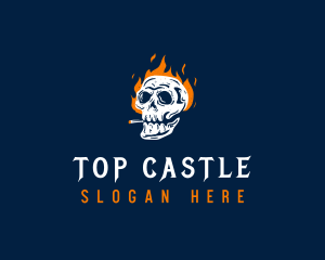 Vape - Skull Smoking Fire logo design