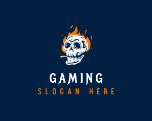 Cigarettes - Skull Smoking Fire logo design