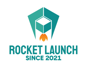 Rocket - Geometric Blue Rocket logo design