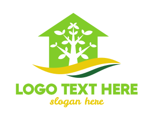 Builders - Green House Tree logo design