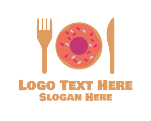 Spoon - Sweet Donut Dessert Knife & Fork logo design