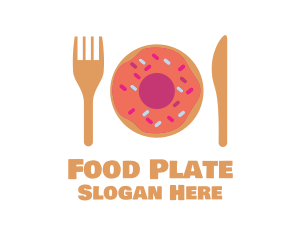 Plate - Sweet Donut Dessert Knife & Fork logo design