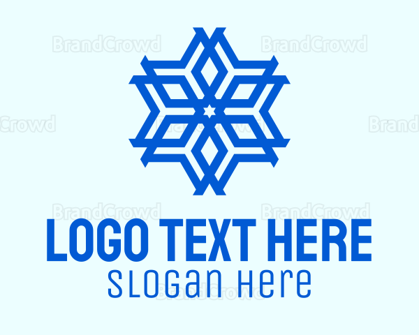 Blue Geometric Snowflake Logo