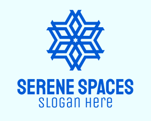 Blue Geometric Snowflake  logo design