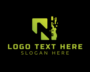 App - Pixel Tech Letter N logo design