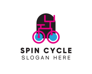Spinning - Modern Pink Bicycle logo design