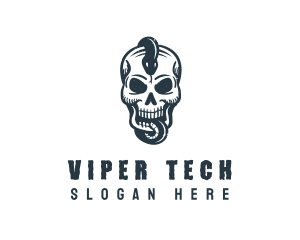 Skull Snake Death logo design