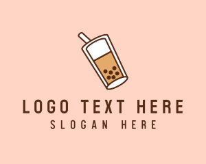 Boba - Pearl Milk Tea Drink logo design