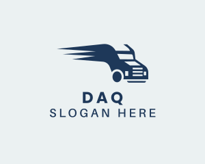 Trailer Truck - Blue Freight Vehicle logo design