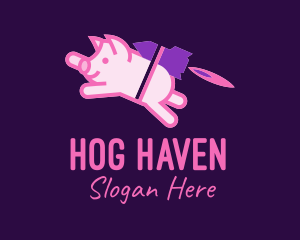 Hog - Flying Pig Rocket logo design
