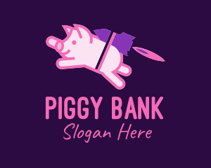 Piggy - Flying Pig Rocket logo design