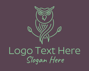 Nocturnal - Green Minimalist Owl Bird logo design