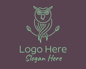 Wildlife Center - Green Minimalist Owl Bird logo design