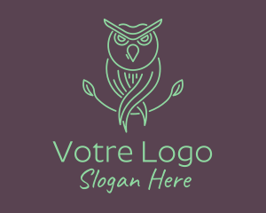 Leaf - Green Minimalist Owl Bird logo design