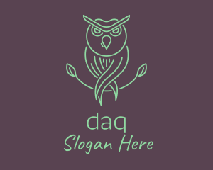 Owl - Green Minimalist Owl Bird logo design