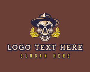 Cowboy - Vape Smoking Skull logo design