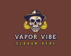 Vape Smoking Skull logo design