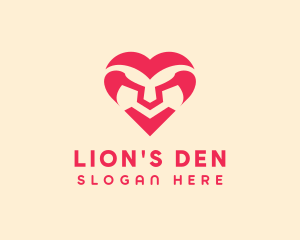 Pink Lion Heart logo design