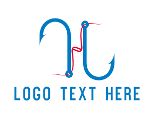 Fishing - Blue Fishing Hook logo design