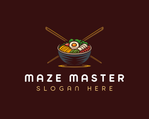 Bibimbap Food Bowl logo design