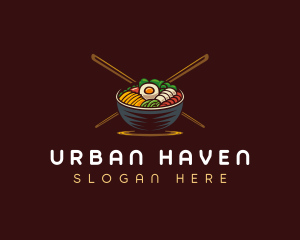 Bibimbap Food Bowl logo design