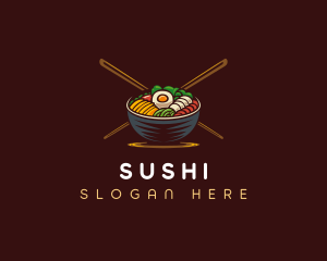 Bibimbap Food Bowl logo design