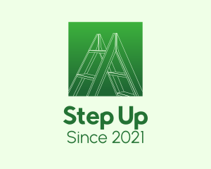 Staircase - Green Carpentry Ladder logo design