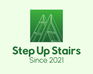 Staircase - Green Carpentry Ladder logo design