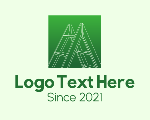 Stairway - Green Carpentry Ladder logo design