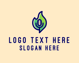 Vlogger - Leaf Microphone Multimedia logo design