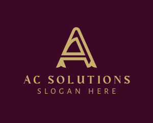 Golden Letter A Ribbon Company logo design