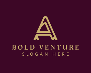 Venture - Golden Letter A Ribbon Company logo design