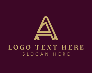 Letter A - Golden Letter A Ribbon Company logo design