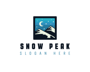 Skiing - Mountain Night Hike logo design