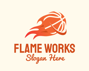 Flame - Flaming Basketball Hoop logo design